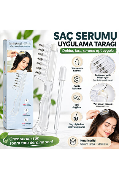 DZ SIVI HAZNELİ SAÇ SERUM UYGULAMA TARAĞI MASAJ BAŞLIKLI PRATİK SAÇ BAKIM TARAĞI