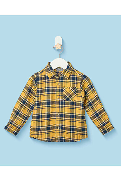 REDTAG Infant Boys Navy And Mustard Checkered Flannel Shirt