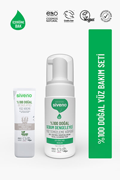Siveno %100 Doğal Yağlı Cilt Yüz Temizleme Köpüğü 100 ml ve Beyazlatıcı Yüz K...
