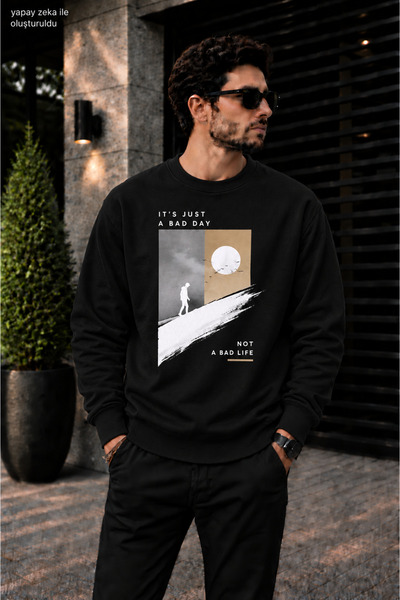 caddekombin Men's Walking Man Landscape Graphic Crew Neck Casual Regular Fit ...