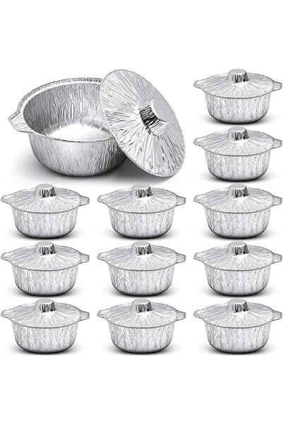 Yelajoy Disposable Aluminum Pot with Lid,12 Pcs Round Foil Pans,Food Storage ...