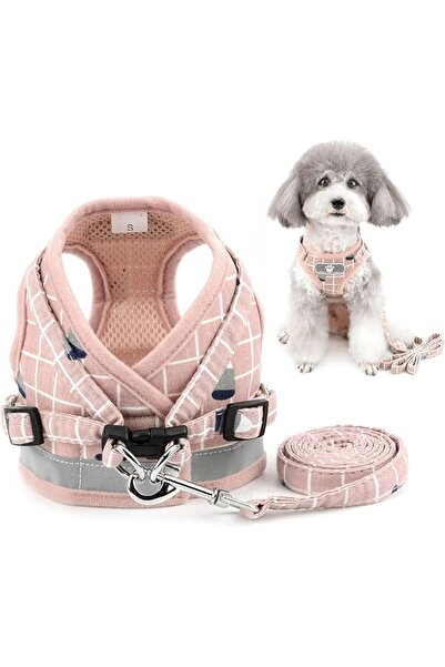 ZUNEA No Pull Small Dog Harness and Lead Set Adjustable Reflective Step-in Ch...