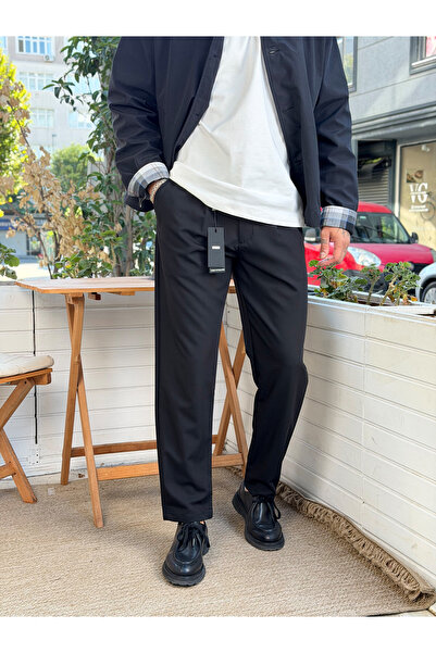 manch collection İtalyan Kesim Tek Pileli Kumaş Pantolon Siyah 267028