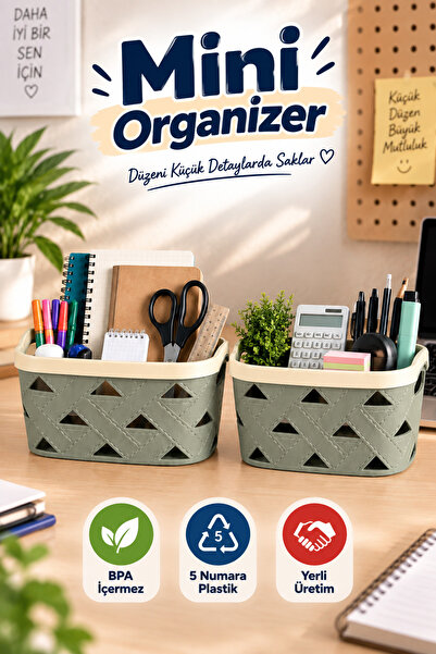 Sunplast Mini Organizer Sepet 2'li Set – Çok Amaçlı Mini Organizer Banyo, Mak...