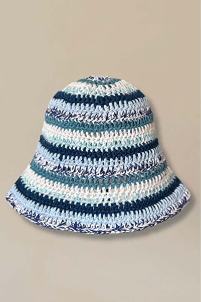MELUSH Striped Retro Style Knitted Hat, Hand Knitted Bucket Hat - Bucket Hat