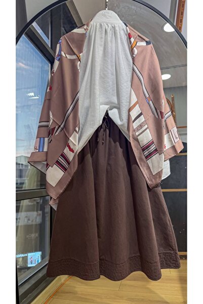 Store RENKLİ 120X120 TREND KIRMIZI OMUZ ŞALI KAHVERENGİ OMUZ ŞALI