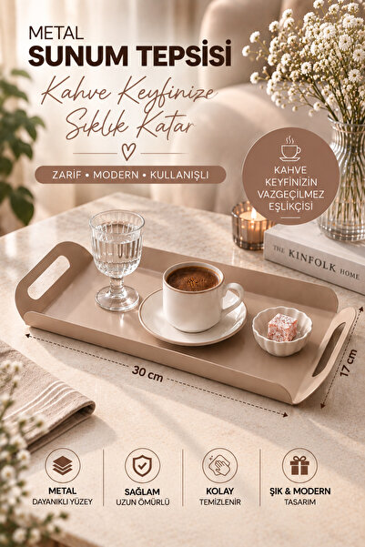 hemlife Metal Coffee Presentation Tray, Serving Tray, Decorative Tray with Ha...