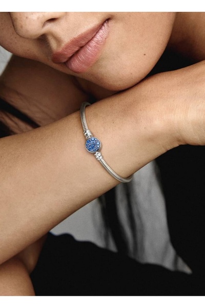 Lunarie Blue Zircon Clip Snake Chain Charm Bracelet – Silver Color Tarnish Re...