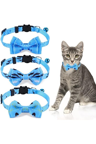 SWIUKPHE 3 Pack Cat Collar with Bow Tie and Bell, Adjustable Breakaway Collar...