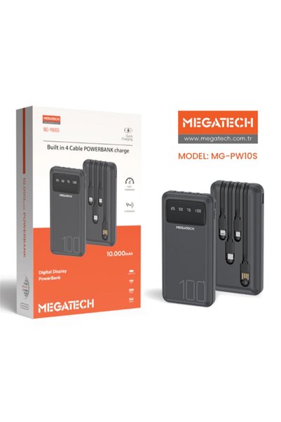 MEGATECH MG-PW10S 10.000 Mah Siyah Powerbank Digital Gösterge Hızlı Şarj