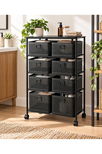 MİHMAN HOME 4 Katlı 8 Çekmeceli Metal Raf