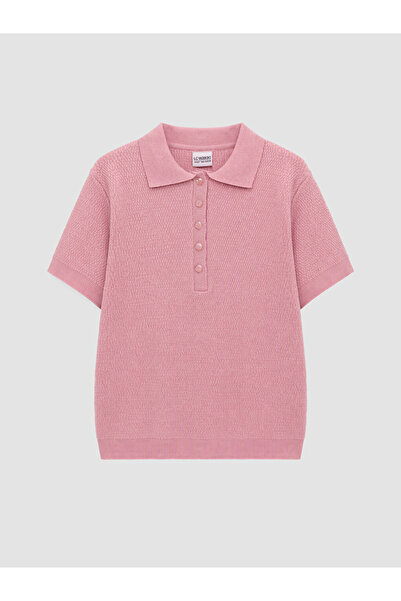 LC Waikiki Rmz Gi̇yi̇m Farkiyla Devrik Roba Collar Short Sleeve Girls' Knitwe...