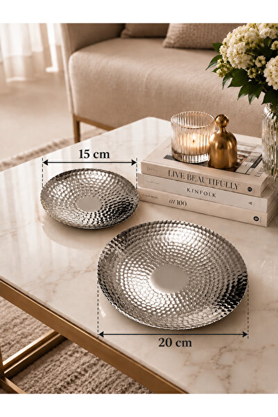 SUNVERA ÇELİK 2’li Metal Dekoratif Masa ve Orta Sehpa Aksesuarı 15 cm + 20 cm...