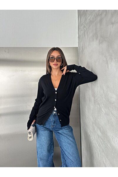 gozdefashion كارديجان نسائي مزين بأزرار علوية