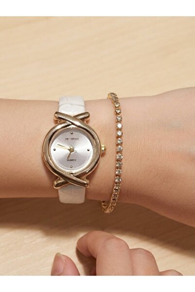 Feronnucci Women's Wristwatch Puleather Bracelet Gift Stylish Elegant White C...