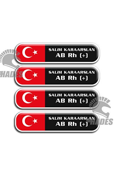 hades motosiklet aksesuarları Kişiye Özel Türk Bayraklı İsim & Kan Grubu Etik...