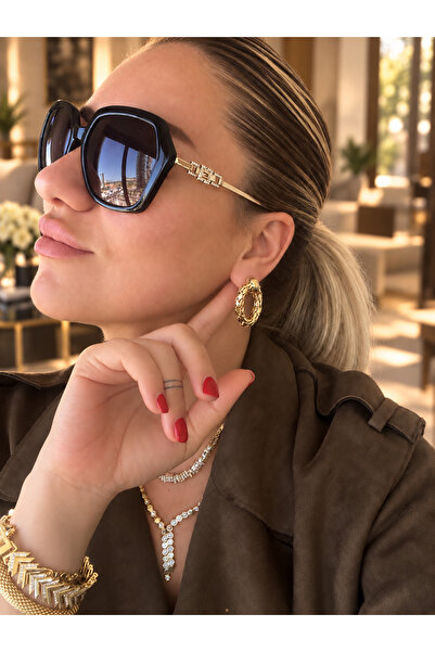 ELEVIA Gold Renk Boncuk Detaylı Halka Küpe