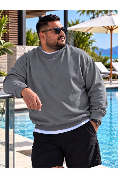 BENROMA 3 Yarn Combed Cotton Plus Size Unisex Sweatshirt Me5
