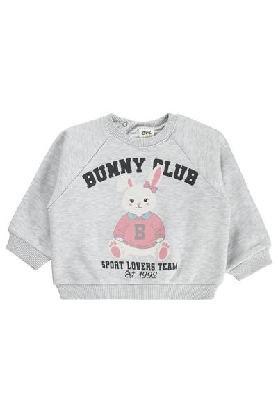 Civil Baby Bunny Club Tavşan Baskılı 6-18 Ay Sweatshirt - Gri