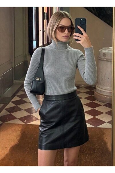 onno style women Fiber-Filled Fishman's Collar Basic Sweater
