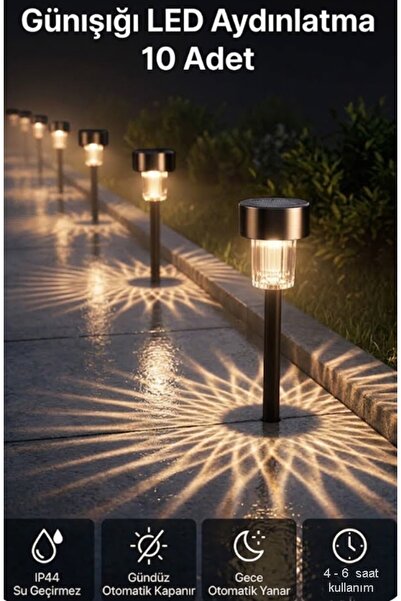 newnet 10'lu Güneş Enerjili Led Bahçe Yolu Lambası- Solar Aydınlatma Ip44 Su ...