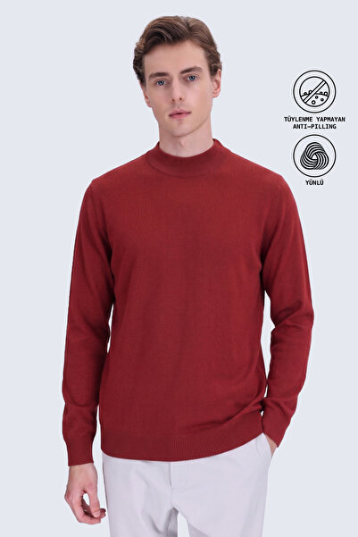 Hatemoğlu Kiremit Regular Fit Half Turtleneck Wool Sweater