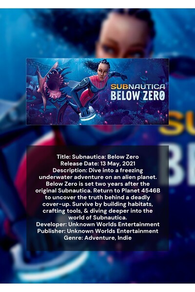 OEM Subnautica: Sub Zero Αφίσα Ινφορματογραφίας, Βιντεοπαιχνίδι Υποβρύχιας Πε...