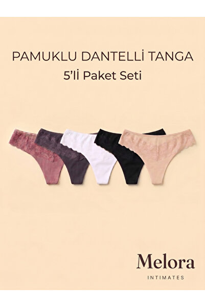 Pamuklu Dantelli Tanga 5'li Kadın Külot