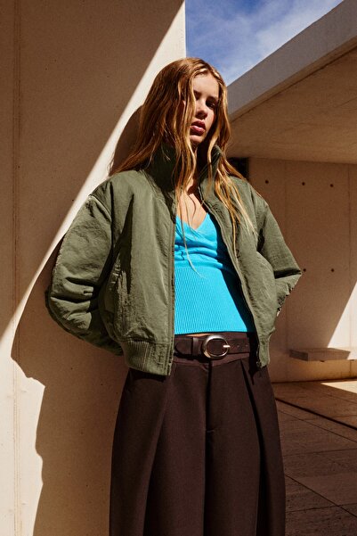 Pull & Bear Dik yaka oversize bomber ceket