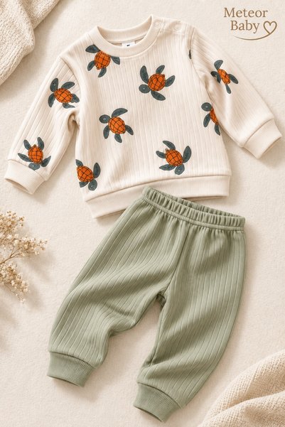 METEOR BABY Baby Set Turtle Patterned 2-Piece Set Top and Bottom Set Seasonal...