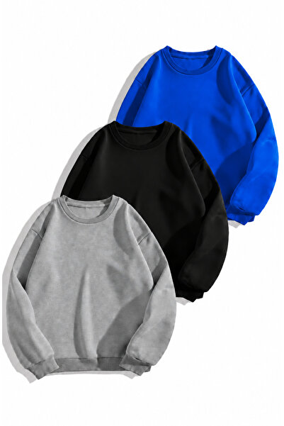 Karatopak 3-Pack Two Threaded Cowl Neck Oversize Unisex Sweatshirt