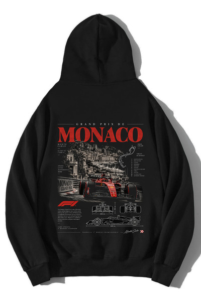 BRZ COLLECTION Unisex Oversize Monaco Formula 1 Gp Grand Prix Hoodie Black