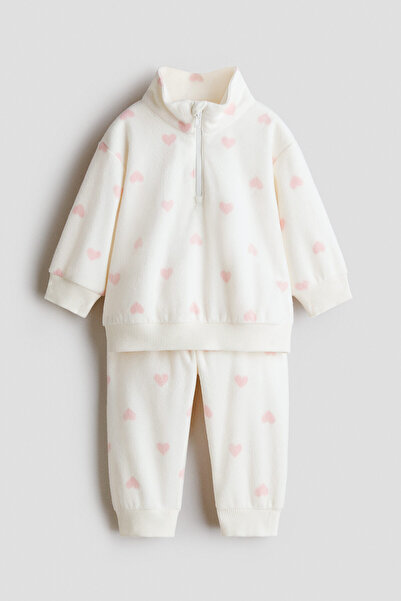 H&M 2 Parçalı Baskılı Polar Set