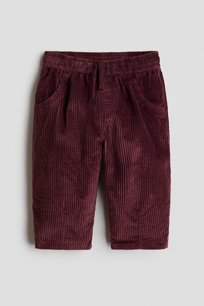 H&M Pamuklu ve Fitilli Kadife Jogger Pantolon
