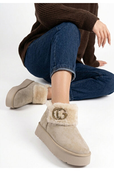 Erbilden Women's Boots Beige Suede Stylish Fape