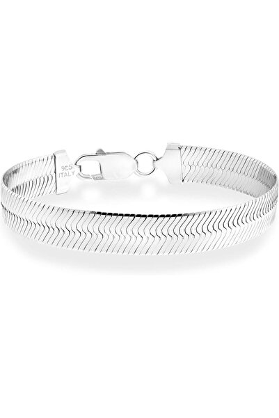 Miabella Home Miabella 925 Sterling Silver Italian Solid 10mm Flat Herringbon...