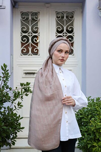 ENRİCO FERRİ Talia Kibrit Pattern Jacquard Shawl - Light Mink