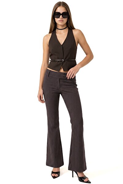 Hiccup Çizgili Flare Fit Pantolon