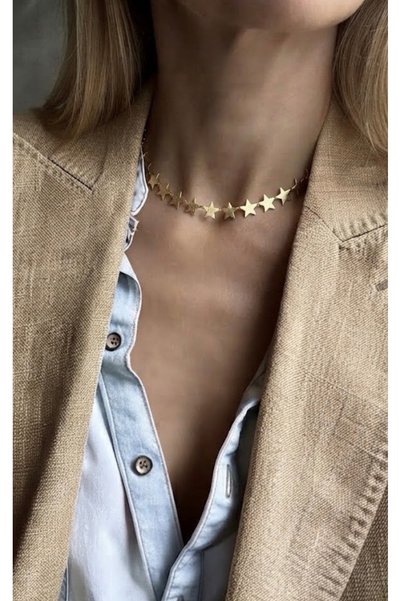 AychaAksesuar Gold Sequined Star Stamp Pendant