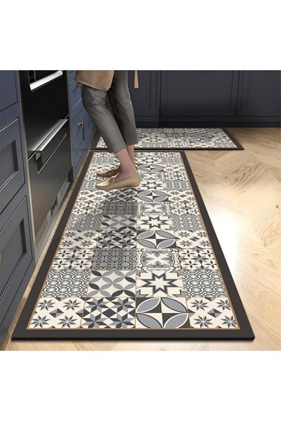 REOCLE 2-Piece Anti-Fatigue Kitchen Mat Set - Cushioned Ergonomic Foam, Water...