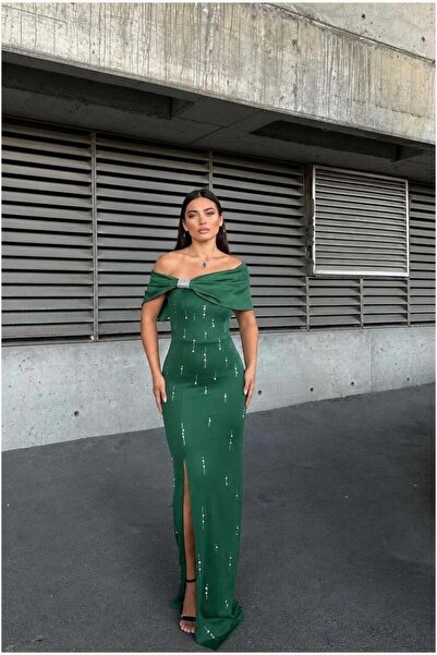 Şeker Portakalım Evening & Prom Dress - Green - Long