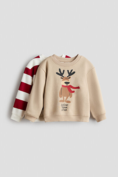 H&M 2'li Baskılı Sweatshirt