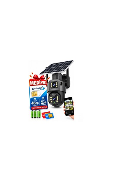 Midcom MIKA-4G 3+3MP 4K 4G SIM Kartlı Solar Güvenlik Kamerası 360° PTZ Dual Lens ( Sim Kart Dahil )