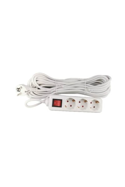 odjas Prelungitor Quark cu 3 prize, cablu de 10 m, 3x1.0 mm, alb, cu întrerup...