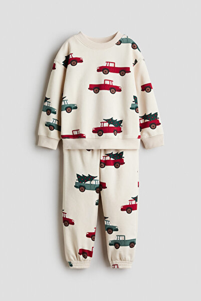 H&M 2 Parçalı Baskılı Sweatshirt Set