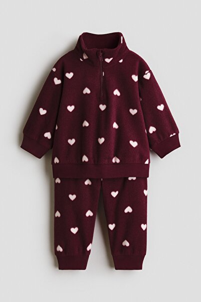 H&M 2 Parçalı Baskılı Polar Set