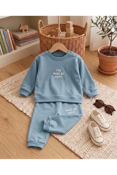 Valia Baby "You Make Me Happy" Baby Boy Cotton 2-Piece Set