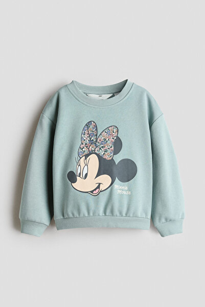 H&M Baskılı ve İçi Tüylü Sweatshirt