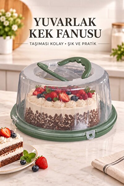Funny Life Round Cake Pan with Lid and Handle, Lockable Pastry and Pie Transp...