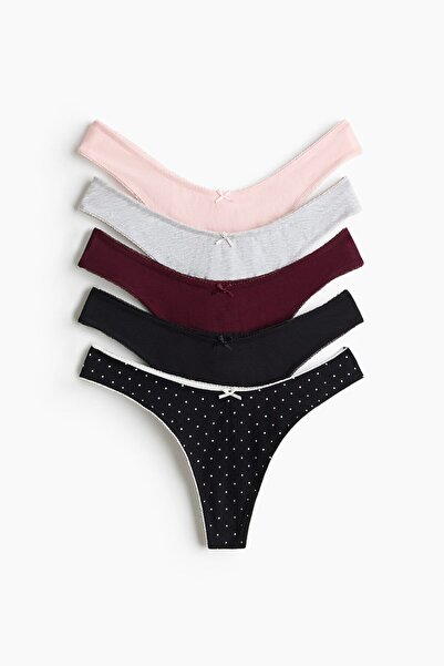 H&M 5'li Pamuklu Thong Külot